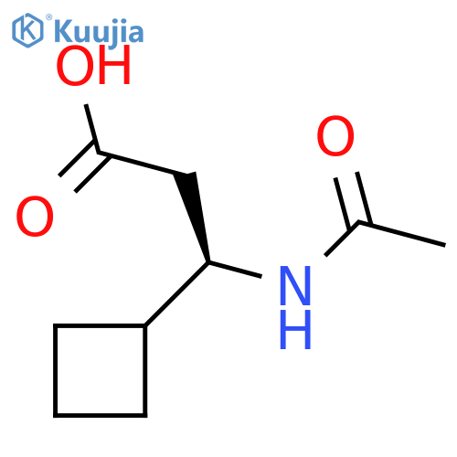 (3R)-3-cyclobutyl-3-acetamidopropanoic acid structure