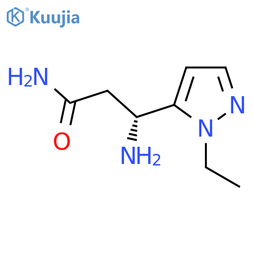 (3R)-3-amino-3-(1-ethyl-1H-pyrazol-5-yl)propanamide structure