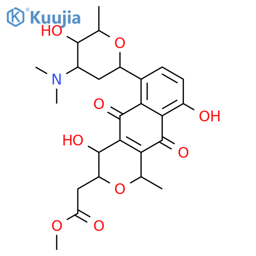 1H-Naphtho[2,3-c]pyran-3-aceticacid,3,4,5,10-tetrahydro-4,9-dihydroxy-1-methyl-5,10-dioxo-8-[2,3,6-trideoxy-3-(dimethylamino)-b-D-arabino-hexopyranosyl]-,methyl ester, (1R,3R,4R)- structure