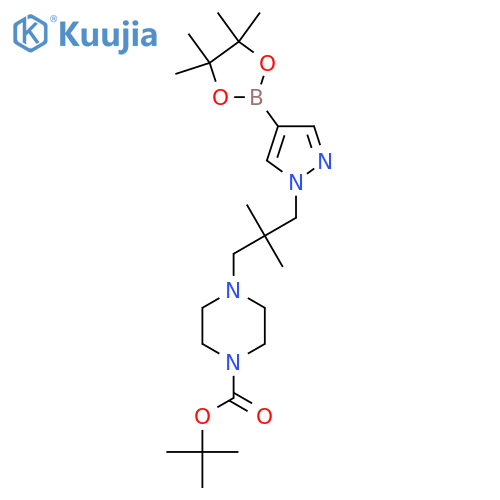 tert-butyl 4-(2,2-dimethyl-3-(4-(4,4,5,5-tetramethyl-1,3,2-dioxaborolan-2-yl)-1H-pyrazol-1-yl)propyl)piperazine-1-carboxylate structure