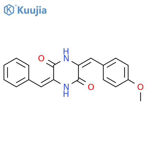 3-benzylidene-6-(4-methoxy-benzylidene)-piperazine-2,5-dione structure