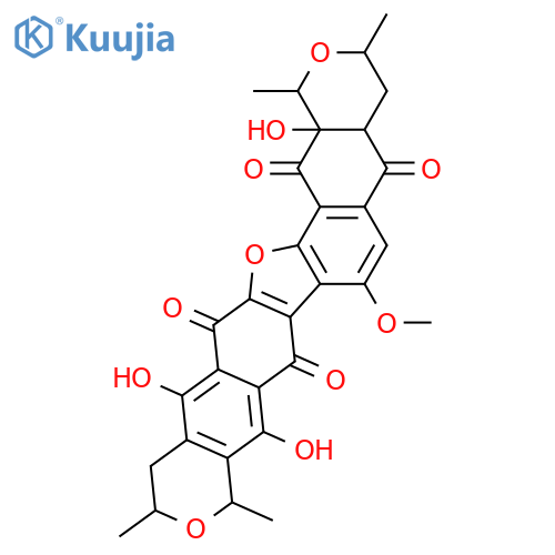 1H,8H-Furo[2'',3'':6,7;4'',5'':7',8']dinaphtho[2,3-c:2',3'-c']dipyran-5,8,15,17(10H)-tetrone,3,4,4a,12,13,17a-hexahydro-9,14,17a-trihydroxy-7-methoxy-1,3,10,12-tetramethyl-,(1R,3S,4aR,10R,12S,17aR)-rel-(+)- (9CI) structure