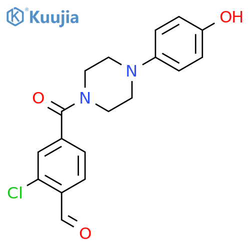 2-Chloro-4-[4-(4-hydroxyphenyl)piperazine-1-carbonyl]benzaldehyde structure