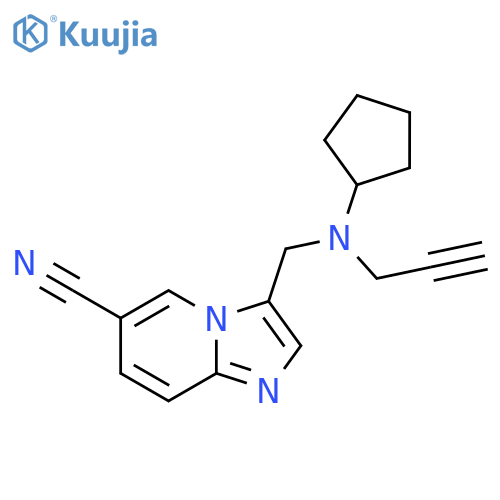 3-[[Cyclopentyl(prop-2-ynyl)amino]methyl]imidazo[1,2-a]pyridine-6-carbonitrile structure