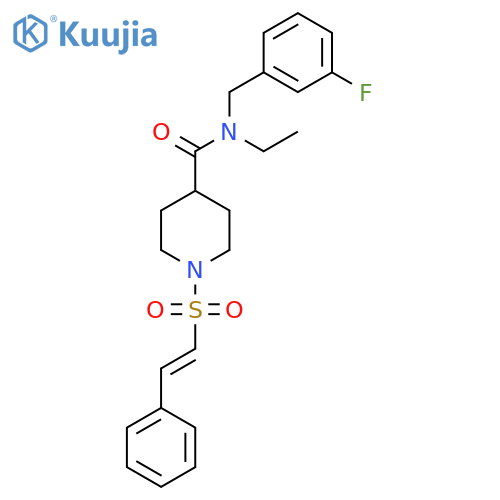 N-ethyl-N-[(3-fluorophenyl)methyl]-1-(2-phenylethenesulfonyl)piperidine-4-carboxamide structure