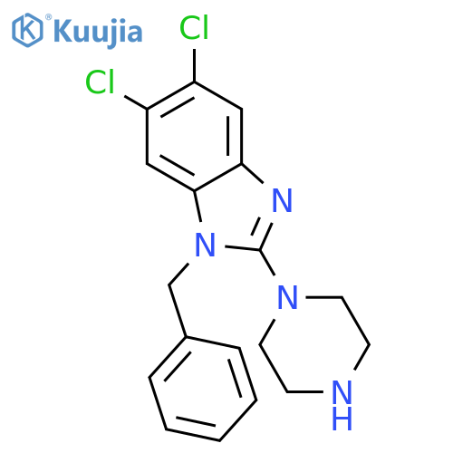 1H-Benzimidazole, 5,6-dichloro-1-(phenylmethyl)-2-(1-piperazinyl)- structure