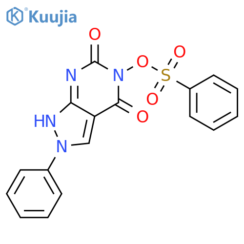 Benzenesulfonic acid,1,2,4,6-tetrahydro-4,6-dioxo-2-phenyl-5H-pyrazolo[3,4-d]pyrimidin-5-yl ester structure