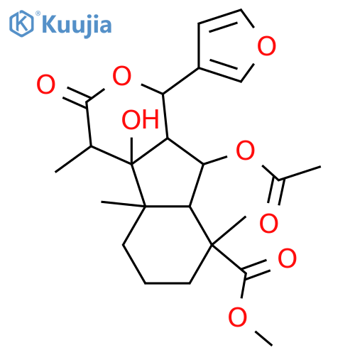 Indeno[2,1-c]pyran-8-carboxylicacid,9-(acetyloxy)-1-(3-furanyl)dodecahydro-4a-hydroxy-4,4b,8-trimethyl-3-oxo-,methyl ester, (1R,4R,4aR,4bR,8R,8aR,9S,9aS)-rel-(-)- structure