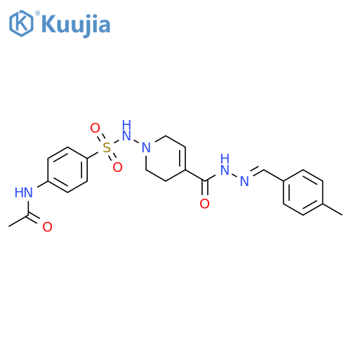4-Pyridinecarboxylicacid, 1-[[[4-(acetylamino)phenyl]sulfonyl]amino]-1,2,3,6-tetrahydro-,2-[(4-methylphenyl)methylene]hydrazide structure