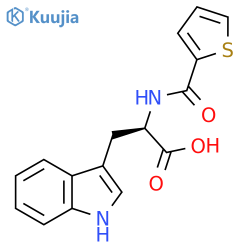 rel-(2R)-3-(1H-indol-3-yl)-2-(thiophen-2-yl)formamidopropanoic acid structure