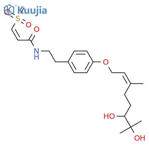 2-Propenamide, N-[2-[4-[[(2E)-6,7-dihydroxy-3,7-dimethyl-2-octen-1-yl]oxy]phenyl]ethyl]-3-(methylsulfonyl)-, (2E)-(-)- structure