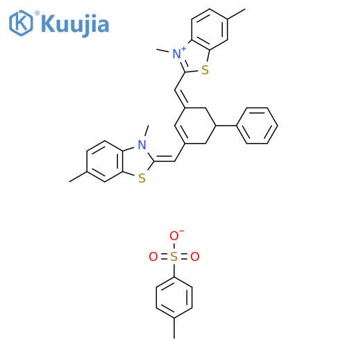 2-({3-(3,6-dimethyl-2,3-dihydro-1,3-benzothiazol-2-ylidene)methyl-5-phenylcyclohex-2-en-1-ylidene}methyl)-3,6-dimethyl-1,3-benzothiazol-3-ium 4-methylbenzene-1-sulfonate structure