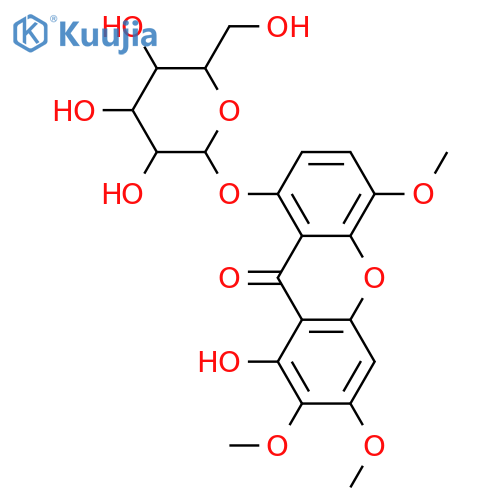 1,2,3,5,8-Pentahydroxyxanthone; 2,3,5-Tri-Me ether, 8-O-β-D-glucopyranoside structure