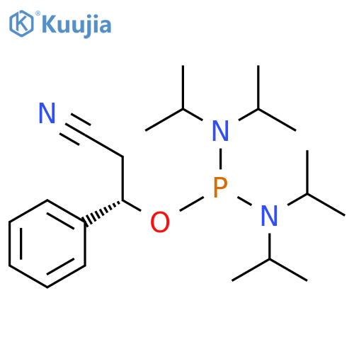 Phosphorodiamidous acid, N,N,N',N'-tetrakis(1-methylethyl)-, (1S)-2-cyano-1-phenylethyl ester structure