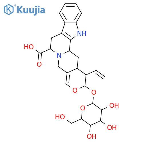Oxayohimban-5-carboxylic acid, 19,20-didehydro-16-ethenyl-17-(β-D-glucopyranosyloxy)-, (5β,15β,16α,17β)- structure