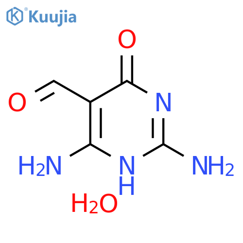 2,4-diamino-6-hydroxy-5-pyrimidinecarbaldehyde hydrate structure
