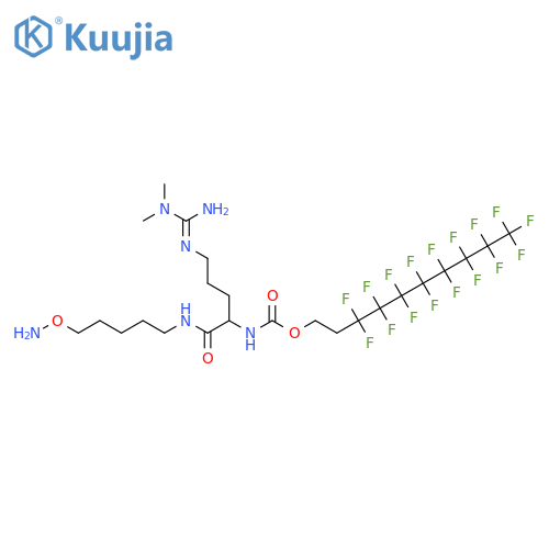 Carbamic acid, N-[(1S)-1-[[[5-(aminooxy)pentyl]amino]carbonyl]-4-[[(dimethylamino)iminomethyl]amino]butyl]-, 3,3,4,4,5,5,6,6,7,7,8,8,9,9,10,10,10-
heptadecafluorodecyl ester structure