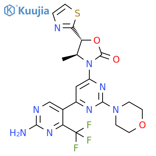 (4S,5R)-3-(2'-amino-2-morpholino-4'-(trifluoromethyl)-[4,5'-bipyrimidin]-6-yl)-4-methyl-5-(thiazol-2-yl)oxazolidin-2-one structure