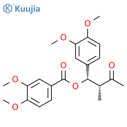 Benzoic acid, 3,4-dimethoxy-, (1S,2R)-1-(3,4-dimethoxyphenyl)-2-methyl-3-oxobutyl ester structure