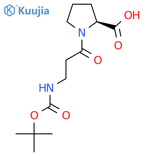 (2S)-1-(3-{(tert-butoxy)carbonylamino}propanoyl)pyrrolidine-2-carboxylic acid structure