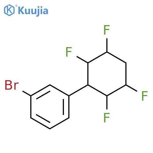 Benzene, 1-bromo-3-[(2S,3R,5S,6R)-2,3,5,6-tetrafluorocyclohexyl]-, rel- structure