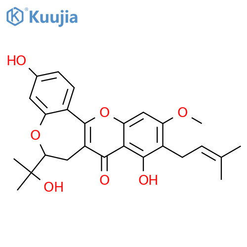 8H-[1]Benzopyrano[3,2-d][1]benzoxepin-8-one,6,7-dihydro-3,9-dihydroxy-6-(1-hydroxy-1-methylethyl)-11-methoxy-10-(3-methyl-2-buten-1-yl)-,(+)- structure
