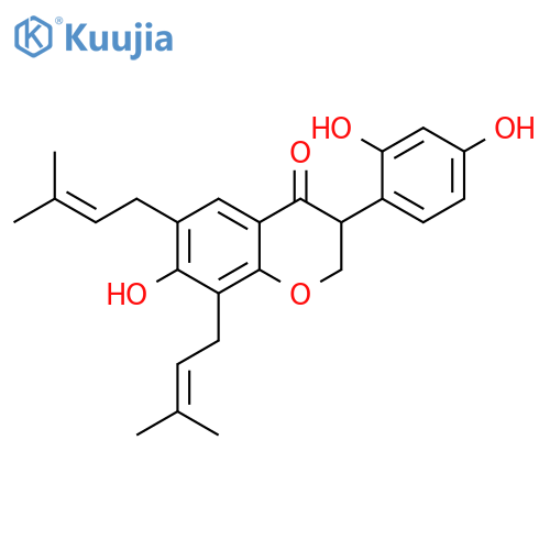 4H-1-Benzopyran-4-one,3-(2,4-dihydroxyphenyl)-2,3-dihydro-7-hydroxy-6,8-bis(3-methyl-2-buten-1-yl)- structure