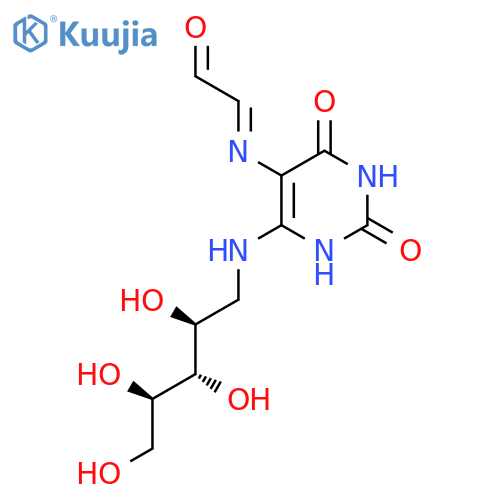 2-((2,4-Dioxo-6-(((2S,3S,4R)-2,3,4,5-tetrahydroxypentyl)amino)-1,2,3,4-tetrahydropyrimidin-5-yl)imino)acetaldehyde structure