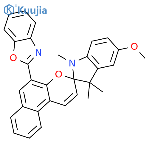 Spiro[2H-indole-2,3'-[3H]naphtho[2,1-b]pyran], 5'-(2-benzoxazolyl)-1,3-dihydro-5-methoxy-1,3,3-trimethyl- structure