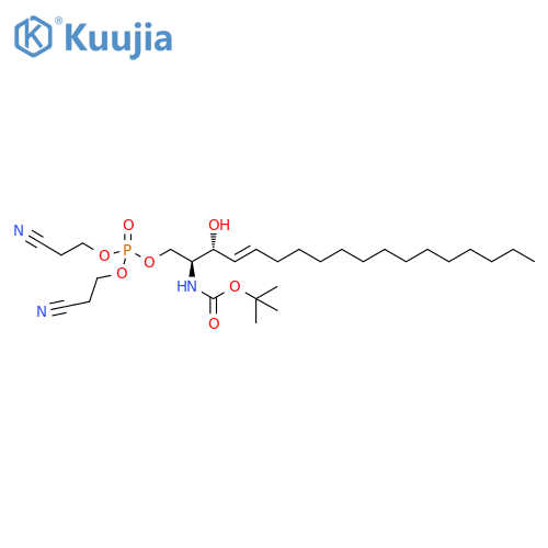 Bis(2-cyanoethyl)-1-(N-tert-butyloxycarbonyl)-D-erythro-D-sphingosine-1-phosphate structure