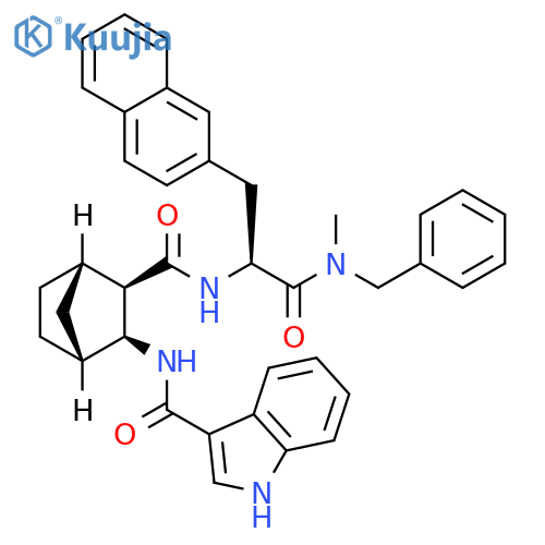 1H-Indole-3-carboxamide,N-[(1R,2S,3R,4S)-3-[[[(1S)-2-[methyl(phenylmethyl)amino]-1-(2-naphthalenylmethyl)-2-oxoethyl]amino]carbonyl]bicyclo[2.2.1]hept-2-yl]- structure