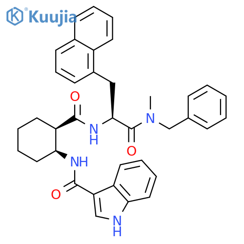 1H-Indole-3-carboxamide,N-[(1S,2R)-2-[[[(1S)-2-[methyl(phenylmethyl)amino]-1-(1-naphthalenylmethyl)-2-oxoethyl]amino]carbonyl]cyclohexyl]- structure