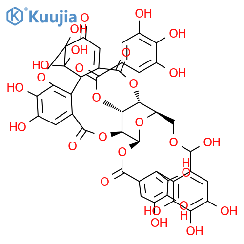 b-D-Glucopyranose, cyclic1,6-[(1S)-4,4',5,5',6,6'-hexahydroxy[1,1'-biphenyl]-2,2'-dicarboxylate] cyclic2&reg;9:4&reg;1-[(4aR,9bR)-3,4,4a,9b-tetrahydro-4,4,4a,6,7-pentahydroxy-3-oxo-1,9-dibenzofurandicarboxylate]3-(3,4,5-trihydroxybenzoate) (9CI) structure