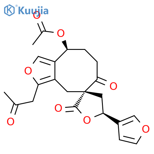 Spiro[cycloocta[c]furan-5(4H),3'(2'H)-furan]-2',6(7H)-dione, 9-(acetyloxy)-5'-(3-furanyl)-4',5',8,9-tetrahydro-3-(2-oxopropyl)-, (3'S,5'S,9S)- structure