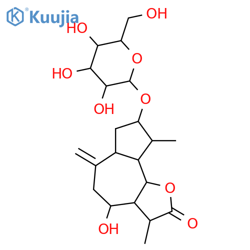 Azuleno[4,5-b]furan-2(3H)-one,8-(b-D-glucopyranosyloxy)decahydro-4-hydroxy-3,9-dimethyl-6-methylene-,(3R,3aR,4R,6aR,8S,9R,9aR,9bR)- structure