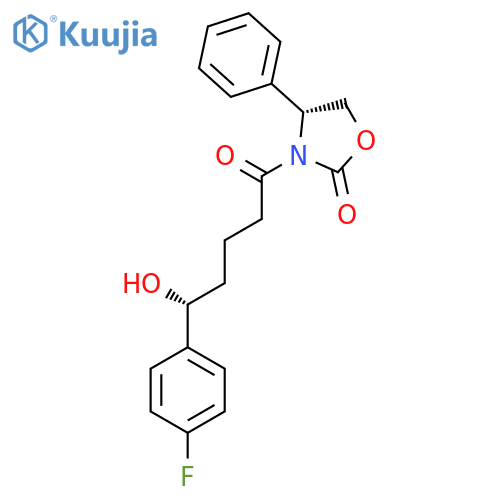 (4R)-4-Phenyl-3-(5R)-5-(4-fluorophenyl)-5-hydroxypentanoyl-1,3-oxazolidin-2-one structure