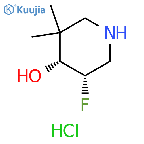 cis-5-fluoro-3,3-dimethyl-piperidin-4-ol;hydrochloride structure
