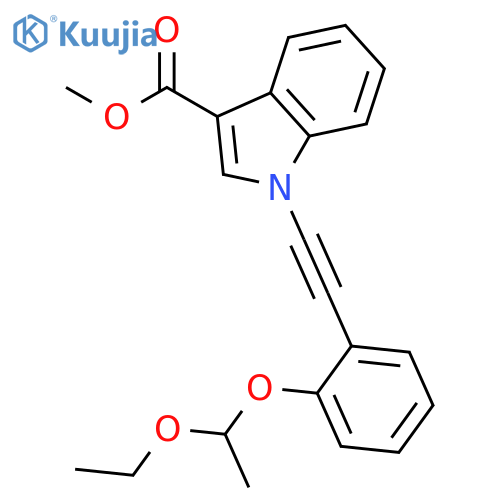1H-Indole-3-carboxylic acid, 1-[2-[2-(1-ethoxyethoxy)phenyl]ethynyl]-, methyl ester structure