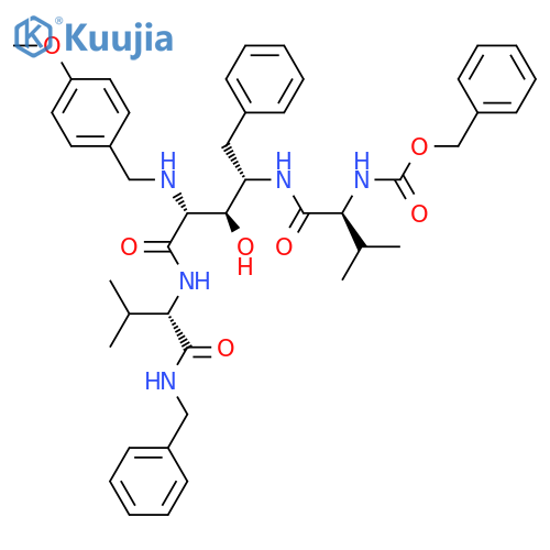 L-Lyxonamide,2,4,5-trideoxy-2-[[(4-methoxyphenyl)methyl]amino]-4-[[3-methyl-1-oxo-2-[[(phenylmethoxy)carbonyl]amino]butyl]amino]-N-[2-methyl-1-[[(phenylmethyl)amino]carbonyl]propyl]-5-phenyl-,[1(S),4(S)]- (9CI) structure
