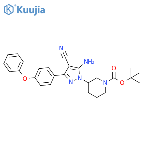 tert-butyl 3-(5-amino-4-cyano-3-(4-phenoxyphenyl)-1H-pyrazol-1-yl)-piperidine-1-carboxylate structure