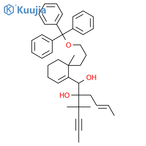 4-Hexene-1,2-diol, 2-(1,1-dimethyl-2-butyn-1-yl)-1-[(6R)-6-methyl-6-[3-(triphenylmethoxy)propyl]-1-cyclohexen-1-yl]-, (1R,2R,4E)-rel- structure