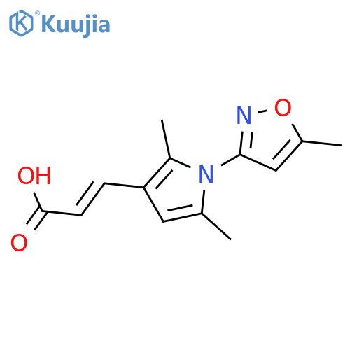 (2E)-3-2,5-dimethyl-1-(5-methyl-1,2-oxazol-3-yl)-1H-pyrrol-3-ylprop-2-enoic acid structure