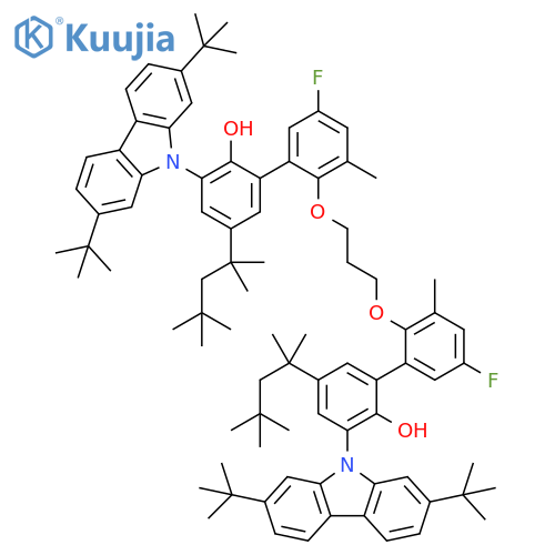 [1,1'-Biphenyl]-2-ol, 2',2'''-[1,3-propanediylbis(oxy)]bis[3-[2,7-bis(1,1-dimethylethyl)-9H-carbazol-9-yl]-5'-fluoro-3'-methyl-5-(1,1,3,3-tetramethylbutyl)- structure