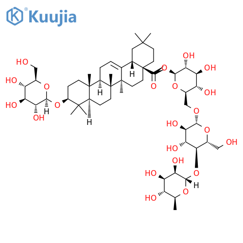 Olean-12-en-28-oicacid, 3-(b-D-glucopyranosyloxy)-,O-6-deoxy-a-L-mannopyranosyl-(1(R)4)-O-b-D-glucopyranosyl-(1(R)6)-b-D-glucopyranosyl ester, (3b)- (9CI) structure