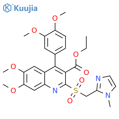 3-Quinolinecarboxylic acid, 4-(3,4-dimethoxyphenyl)-6,7-dimethoxy-2-[[(1-methyl-1H-imidazol-2-yl)methyl]sulfonyl]-, ethyl ester structure