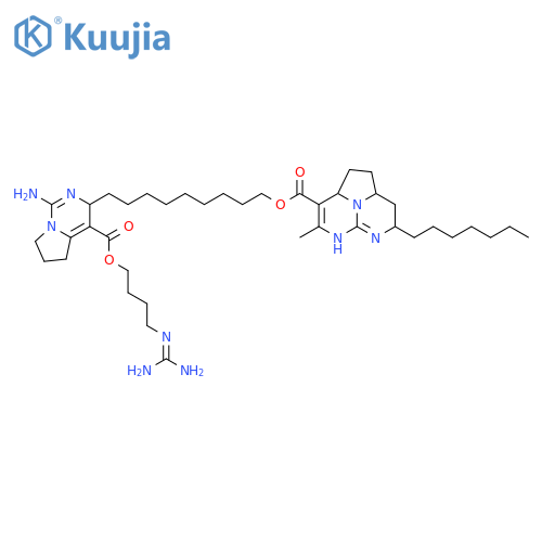 1H-5,6,8b-Triazaacenaphthylene-3-carboxylicacid, 7-heptyl-2,2a,5,7,8,8a-hexahydro-4-methyl-,9-[(3R)-1-amino-4-[[4-[(aminoiminomethyl)amino]butoxy]carbonyl]-3,5,6,7-tetrahydropyrrolo[1,2-c]pyrimidin-3-yl]nonylester, (2aR,7R,8aS)- structure