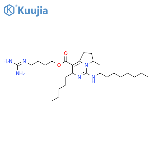 1H-5,6,8b-Triazaacenaphthylene-3-carboxylicacid, 7-heptyl-2,4,5,7,8,8a-hexahydro-4-pentyl-,4-[(aminoiminomethyl)amino]butyl ester, (4R,7S,8aR)- structure