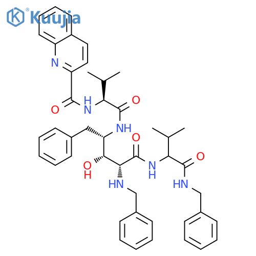 L-Lyxonamide,2,4,5-trideoxy-4-[[3-methyl-1-oxo-2-[(2-quinolinylcarbonyl)amino]butyl]amino]-N-[2-methyl-1-[[(phenylmethyl)amino]carbonyl]propyl]-5-phenyl-2-[(phenylmethyl)amino]-,[1(S),4(S)]- (9CI) structure
