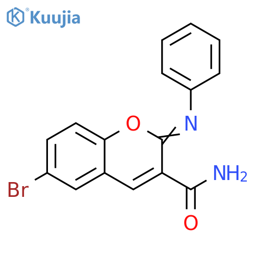 6-bromo-2-(phenylimino)-2H-chromene-3-carboxamide structure