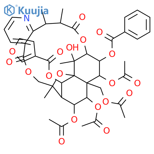 Per(deacyl)euojaponin; 6-O-(3-Furancarbonyl), 2-benzoyl, 1,8,9,14-tetra-Ac structure